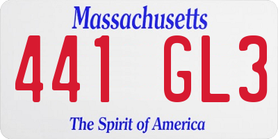 MA license plate 441GL3