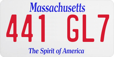 MA license plate 441GL7