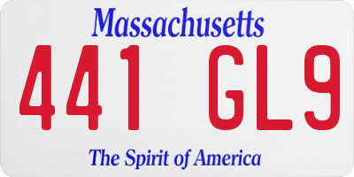 MA license plate 441GL9