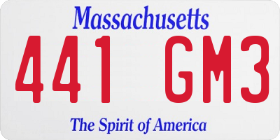 MA license plate 441GM3