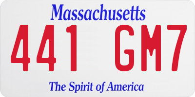 MA license plate 441GM7