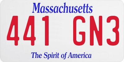 MA license plate 441GN3