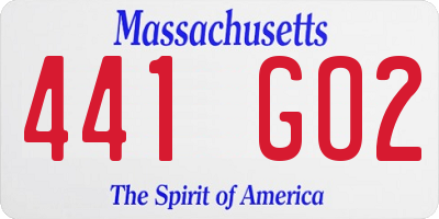 MA license plate 441GO2