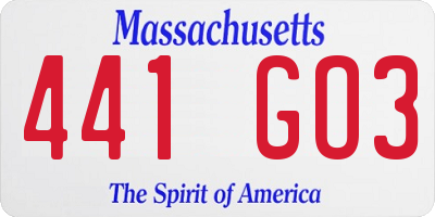 MA license plate 441GO3
