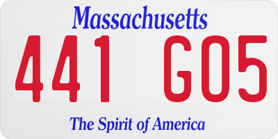 MA license plate 441GO5