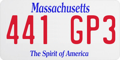 MA license plate 441GP3