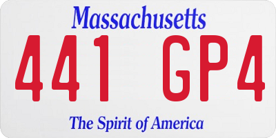 MA license plate 441GP4