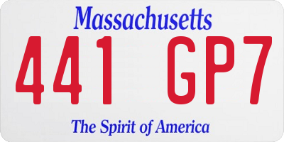 MA license plate 441GP7