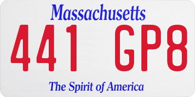 MA license plate 441GP8