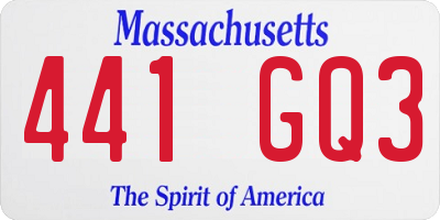 MA license plate 441GQ3
