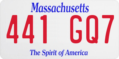 MA license plate 441GQ7