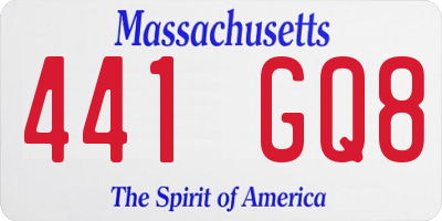 MA license plate 441GQ8