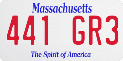 MA license plate 441GR3