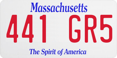 MA license plate 441GR5