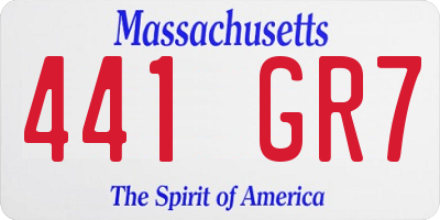 MA license plate 441GR7