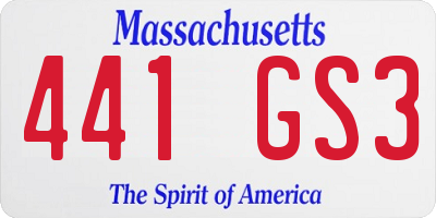 MA license plate 441GS3