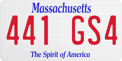 MA license plate 441GS4