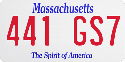 MA license plate 441GS7