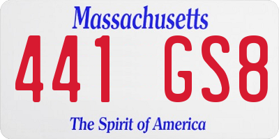 MA license plate 441GS8