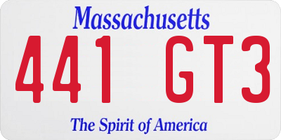 MA license plate 441GT3