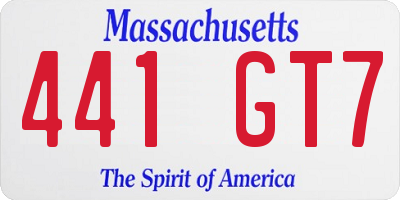 MA license plate 441GT7