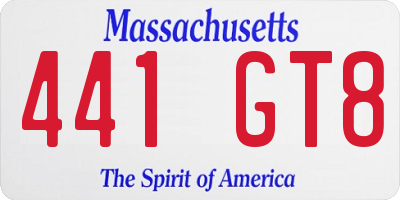MA license plate 441GT8