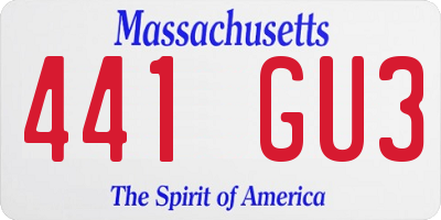MA license plate 441GU3