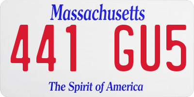 MA license plate 441GU5