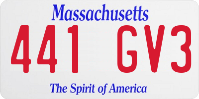 MA license plate 441GV3