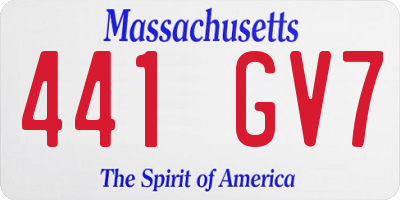 MA license plate 441GV7
