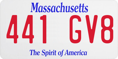 MA license plate 441GV8