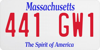 MA license plate 441GW1