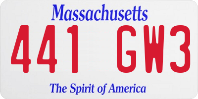MA license plate 441GW3