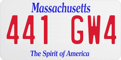 MA license plate 441GW4