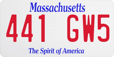 MA license plate 441GW5