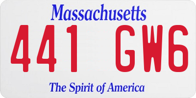 MA license plate 441GW6