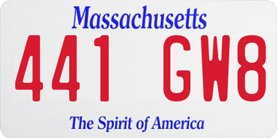 MA license plate 441GW8