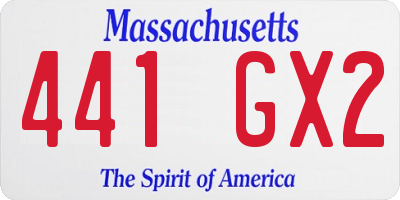 MA license plate 441GX2