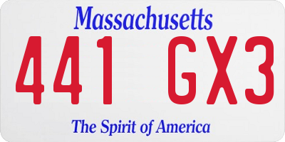 MA license plate 441GX3