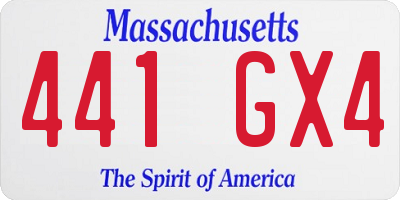 MA license plate 441GX4