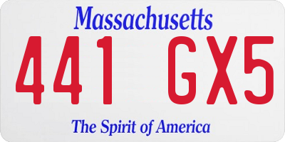 MA license plate 441GX5