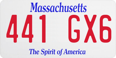 MA license plate 441GX6