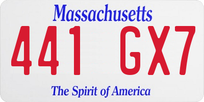 MA license plate 441GX7