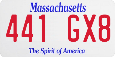 MA license plate 441GX8