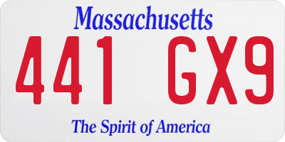 MA license plate 441GX9