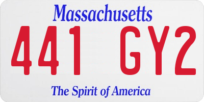 MA license plate 441GY2