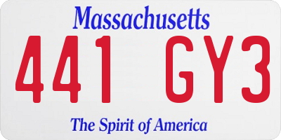 MA license plate 441GY3