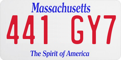 MA license plate 441GY7