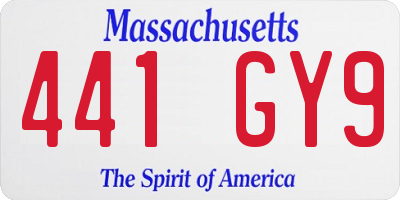 MA license plate 441GY9
