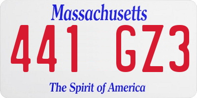 MA license plate 441GZ3
